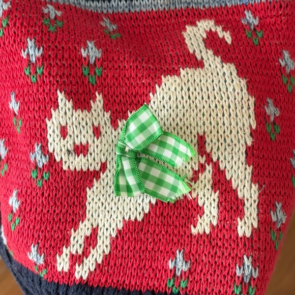 Vintage 90s Sweater Loft Cat Lover Cardigan Sweater Size Medium Petite - Picture 6 of 11